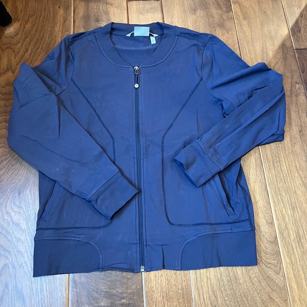Athleta navy bomber zip up size L - euc